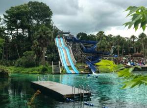 a water park with a water slide in the water at Cozy Remodeled House! in Port Richey