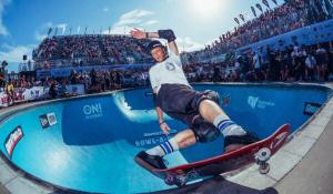 a man riding a skateboard in a skate park at Pacific Chic Luxury Pad 2 - Beachfront Aircon Lift in Sydney