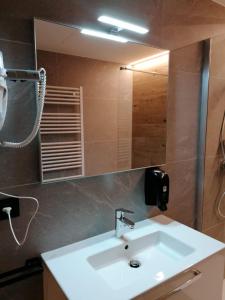a bathroom with a white sink and a mirror at Bilocale Yugogo Garden Park Le Albere in Trento