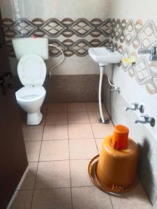 a bathroom with a toilet and a sink at Friends Comforts in Mysore