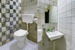 two pictures of a bathroom with a toilet and a sink at Super Hotel O Sikar Road Jaipur Formerly Garg Niwas in Jaipur