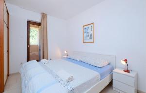 a white bedroom with a bed and a window at 3 Bedroom Pet Friendly Apartment In Artatore in Cunski