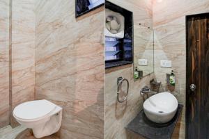 two pictures of a bathroom with a toilet and a sink at Super Hotel O Itwari Railway Station Formerly Hotel Prime in Nagpur