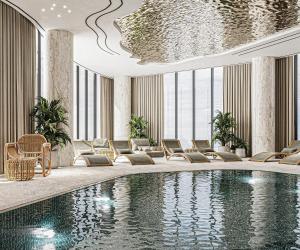 ドゥラスにあるCrowne Plaza Durres by IHGのプールと椅子のあるホテルのロビー +39枚の写真