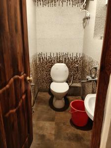 a bathroom with a toilet and a sink at Hotel Mahal in Uchalon