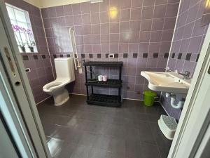 a bathroom with a toilet and a sink at Casa vacanze Borgo Grigna in Primaluna