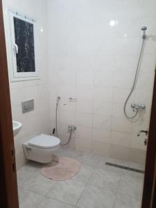 a bathroom with a toilet and a shower and a sink at R flaurence la marsa in El Haouach +9 photos