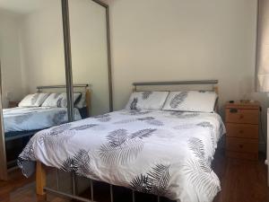 a bedroom with two beds and a mirror at Countryside Family Home in Balrath