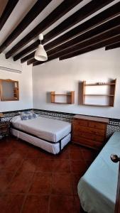 a bedroom with two beds and a ceiling at FlorCactus in Níjar