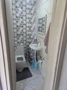 un baño con inodoro y lavabo en Kuća snova, en Ilijaš