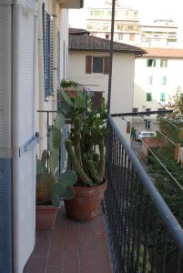un balcón con macetas en el lateral de un edificio en Soggiorno Michelangelo, en Florencia