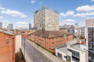 an aerial view of a city with buildings at Central 2Bed,2Bath, Balcony Apartment Near New Street, Mailbox & Canals at Skyline Apartments in Birmingham
