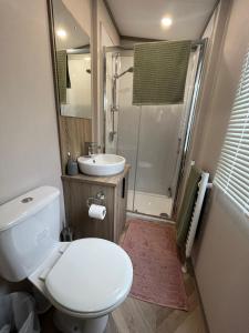 Koupelna v ubytování Autumn Hot Tub Lodge - Fishing