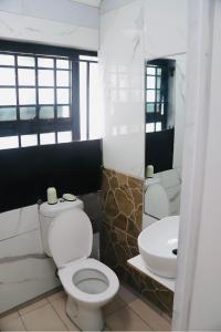 un baño con inodoro y lavabo en Brown Accomodation, en Cape Town