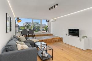 Χώρος καθιστικού στο Exklusive-Wohnung-mit-Weserblick-und-Tiefgarage