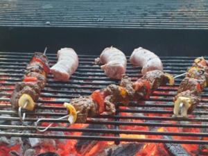 a group of meats and food on a grill at Mobil-home pour 5 pers avec Terrasse - API-1-52-372 in Salles
