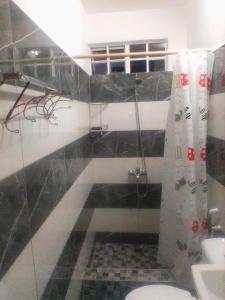 a bathroom with a shower and a toilet at Beny Cosy Studio in Rose Hill