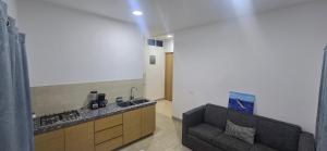 a living room with a couch and a sink at pent-house in San José Viejo