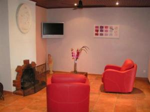 TV a/nebo společenská místnost v ubytování Logis Le Printemps Hôtel Restaurant - Montélimar