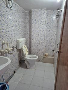 a bathroom with a toilet and a sink at Aabir Home Stay in Guwahati