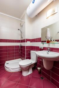 ein Badezimmer mit Toilette und Waschbecken in der Unterkunft Yanevi Apartments at Grand Monastery Pamporovo in Pamporowo