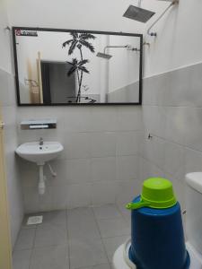 a bathroom with a toilet and a sink and a mirror at Homestay Saujana Hill in Gua Musang