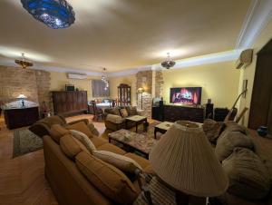 a large living room with couches and a tv at Tango Violin in Cairo