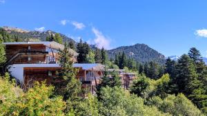 a building on the side of a hill with trees at Résidence Les Villages du Bachat in Chamrousse