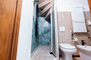 a bathroom with a shower with a toilet and a sink at Palazzetto del Pittore in San Quirico d'Orcia in San Quirico dʼOrcia