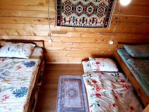 a room with two beds in a log cabin at Bujtina Selimaj in Plav +52 photos