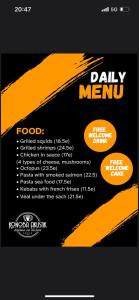 a poster for a daily menu of food at Apartman JAKSA SCEKIC in Kravlja