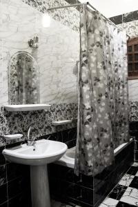 a bathroom with a sink and a shower at Flamingo Memnon Guest House in Luxor