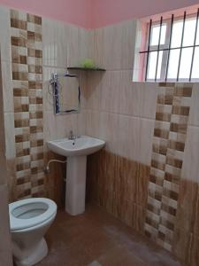 a bathroom with a toilet and a sink at Lakshmi Nilaya Family Homestay on Hilltop-360 Degree View in Madikeri +18 photos