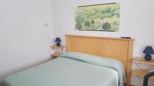 a bedroom with a bed and a painting on the wall at La Vallata in Rovieto