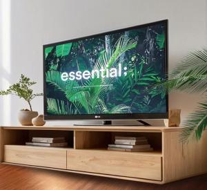 a television on a wooden entertainment center in a living room at JEJU 오션뷰 New 독채! 신규 할인 특가! 표선해수욕장 5분! 바다전망 프라이빗 숙소! 까사하르제주 in Seogwipo +54 photos