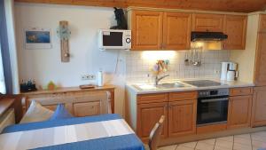 a small kitchen with wooden cabinets and a sink at Appartement In Wittenschwand in Wittenschwand