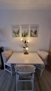 哈嫩克利博克斯维斯Böckchen - Vier Jahreszeiten的餐桌上方有一个花瓶