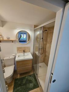 Ένα μπάνιο στο Studio cosy, avec entrée privée, calme, 15 min de Lyon, possibilité facture