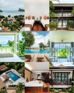 a collage of photos of a hotel at Ibiza House Phi Phi in Phi Phi Don