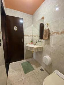 Triana Guest House في فوز دو إيغواسو: حمام مع حوض ومرحاض ومرآة