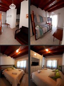 three pictures of a bedroom and a living room at Angelo di Caneva in Chacras de Coria +70 photos