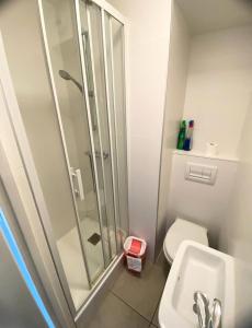 a bathroom with a shower and a toilet and a sink at Les Chalets De Superd Bleuet - APPARTEMENT 4 PIECES 8 PERSONNES EXPO SUD MAE-8824 in Le Dévoluy