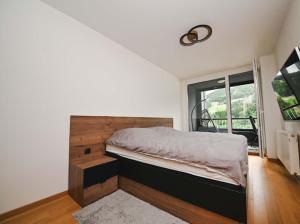 a bedroom with a bed and a window at Bjelašnica Ski View Apartment in Bjelašnica