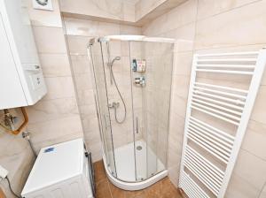 a bathroom with a shower and a toilet at Bjelašnica Ski View Apartment in Bjelašnica +71 photos
