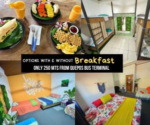 a collage of photos of a room with a bed and breakfast at Passifloras Hostel in Quepos