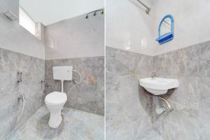 コインバトールにあるSuper Hotel O Avinashi Road Coimbatoreのバスルーム(トイレ、洗面台付)の写真2枚