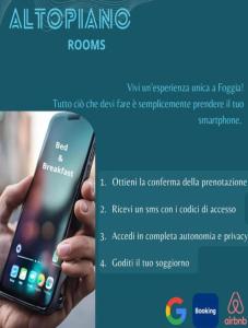 eine Person, die ein Handy in der Hand hält in der Unterkunft Altopiano Rooms Suite in Foggia