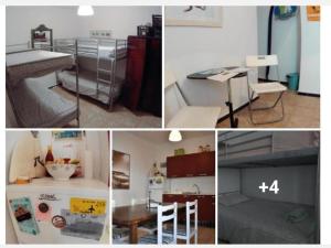 eine Collage mit Bildern eines Zimmers mit einem Bett und einer Küche in der Unterkunft Famara home Stay 1 in Famara + 2 Fotos