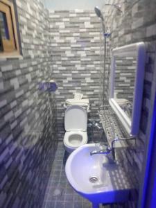 a bathroom with a sink and a toilet at Le Centurion in Brazzaville
