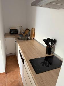 a kitchen with a sink and a counter top at Casa rural Aires de Magina Jaén in Carchel